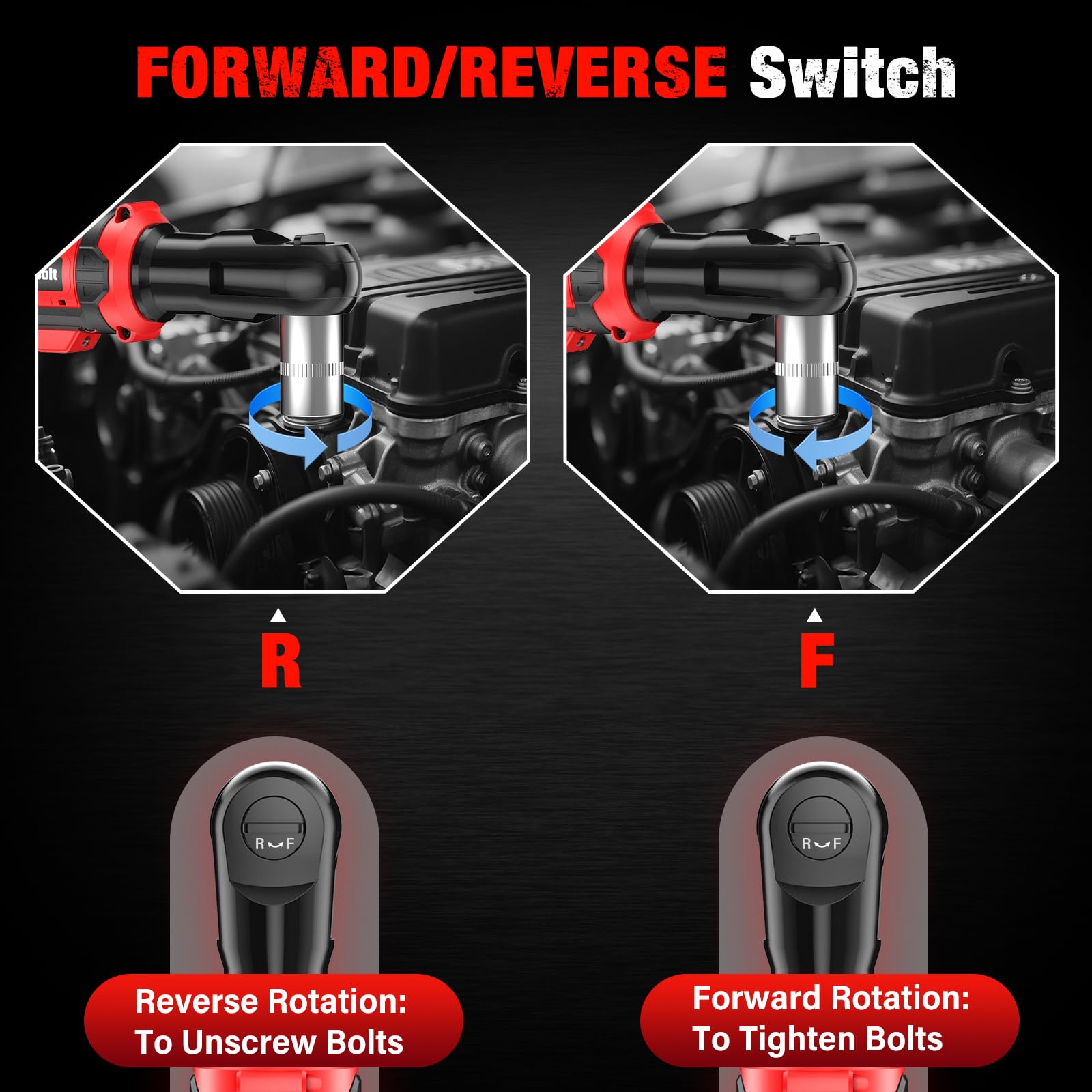 Cordless Electric Ratchet Wrench - 88 ft-lbs Torque -6