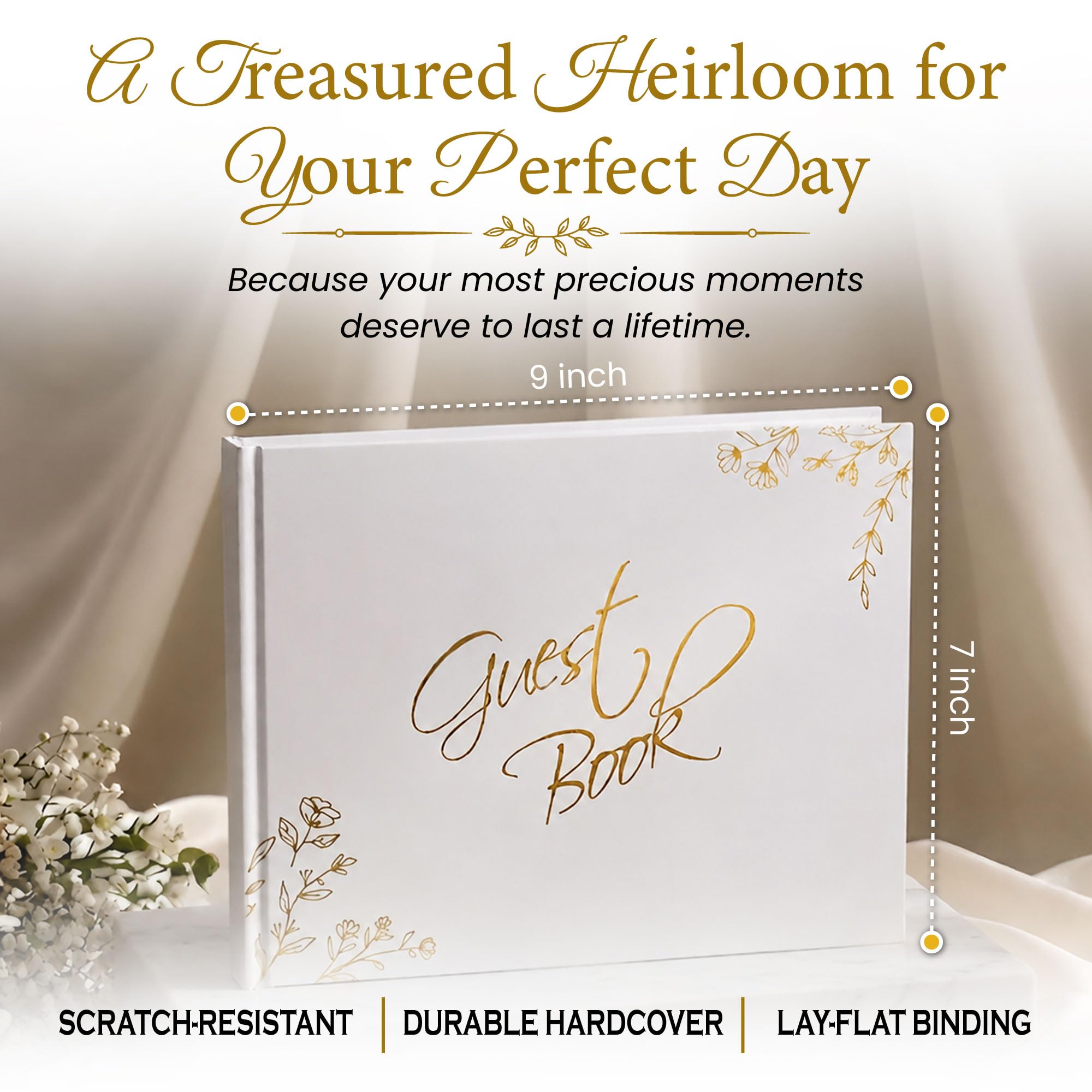 Gästebuch für Hochzeitsempfang, Babyparty, Geburtstagsfeier, Hochzeitsbücher für Gäste zum Anmelden, leere Seiten für Polaroid-Fotos, perfektes Andenken für besondere Anlässe, Weiß