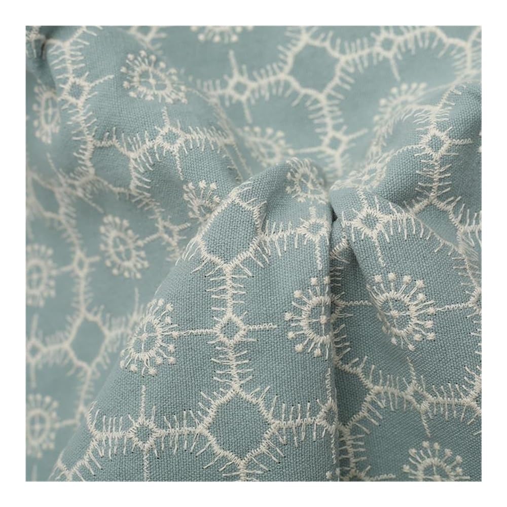 Tessuto di cotone e lino ricamato fatto a mano per borse per abiti fai da te (nero, 100 cm x 125 cm)