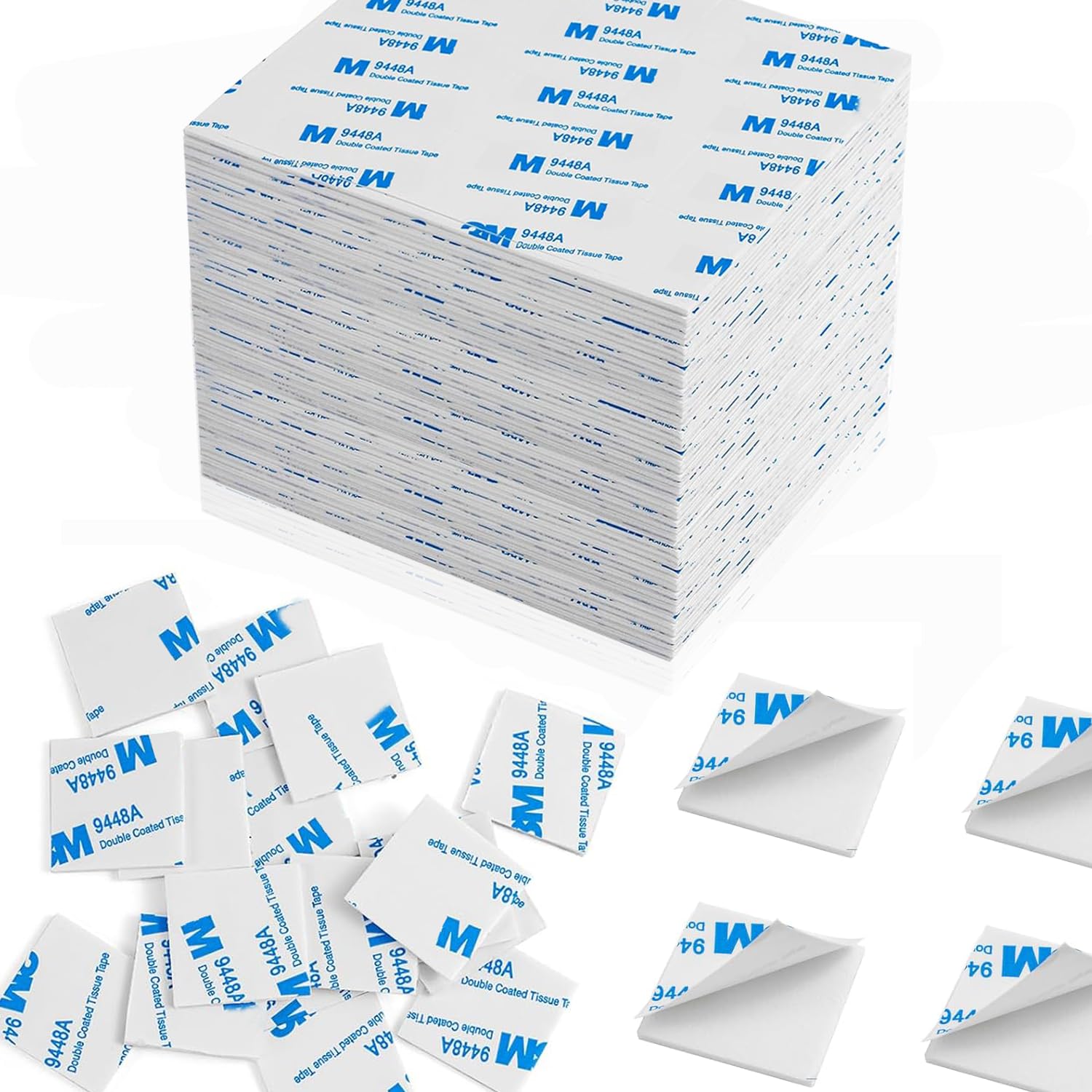 YGPHO 500Pcs Double Sided Foam Tape Strong Pad, Square Super-Sticky Double Sided Adhesive Pads for Crafts, White Self-Adhesive Double Sided Mounting