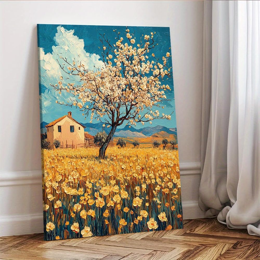 awitufhgp Vincent van Gogh The Flowering Orchard Canvas Wall Art, Vibrant Colors, for Home & Office, Art Wall Decor, Nature Lovers(60x80cm/24x31in(WxH)/No frame)