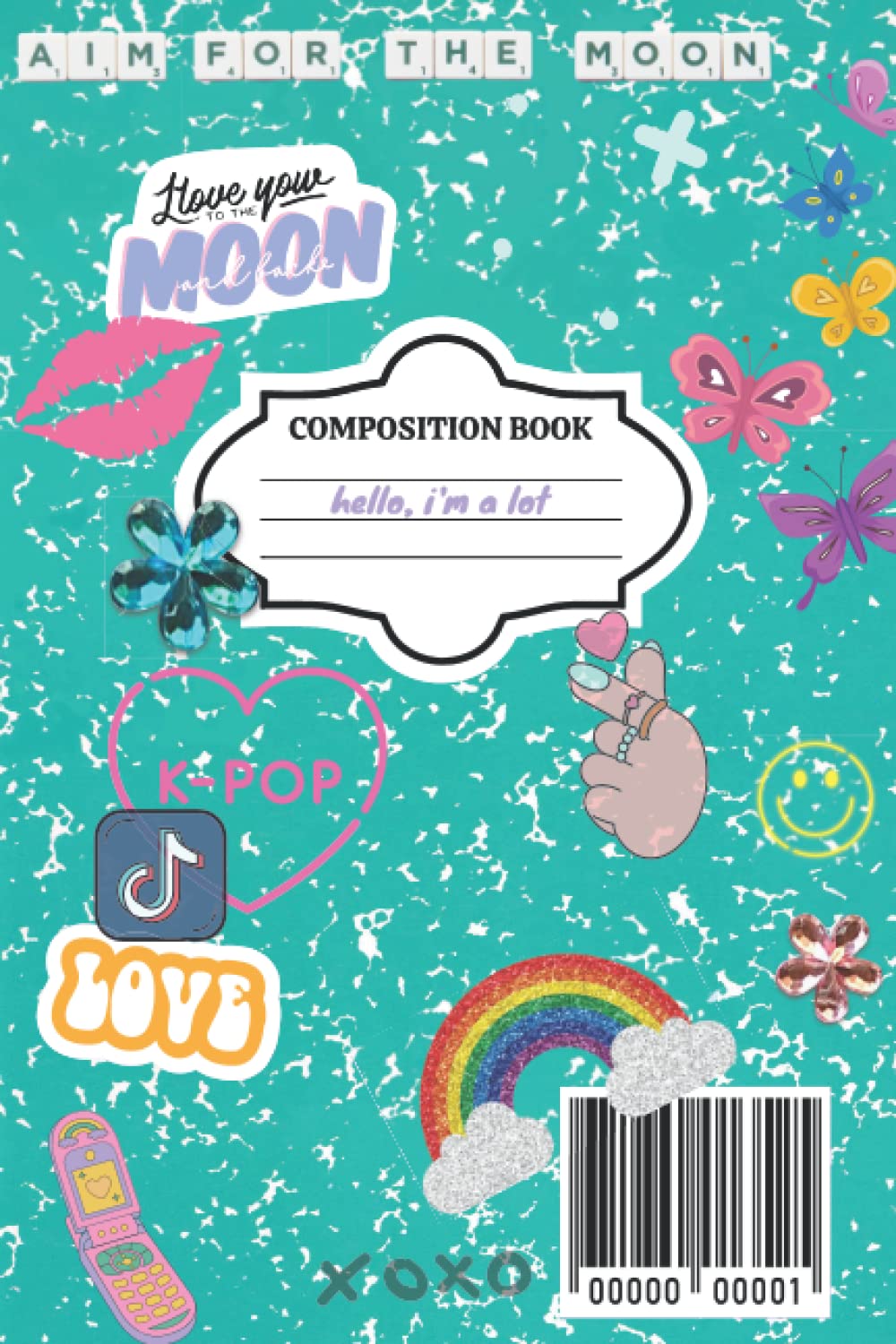 Y2K Journal : Marble notebook, doodling, writing journal.