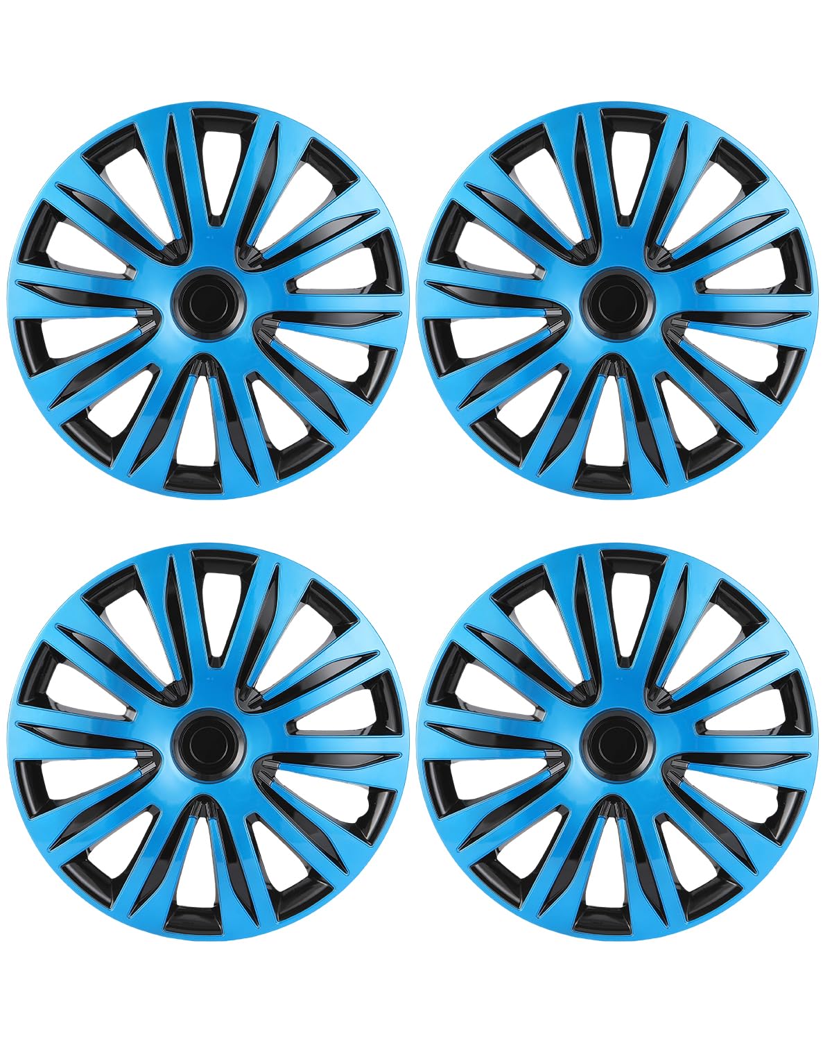 ABX Hubcap Wheel Covers Hub Caps 16 Inch Set of 4 Black &amp; Blue Universal Wheel Rim Cover R16 Stylish Car Decor Wheel Covers