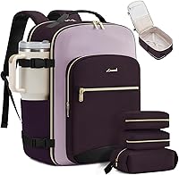 Vista 23 de LOVEVOOK Mochila de viaje de 40 L para mujeres y hombres, equipaje de mano aprobado por aerolíneas con 3 cubos de embalaje, bolsas de noche TSA