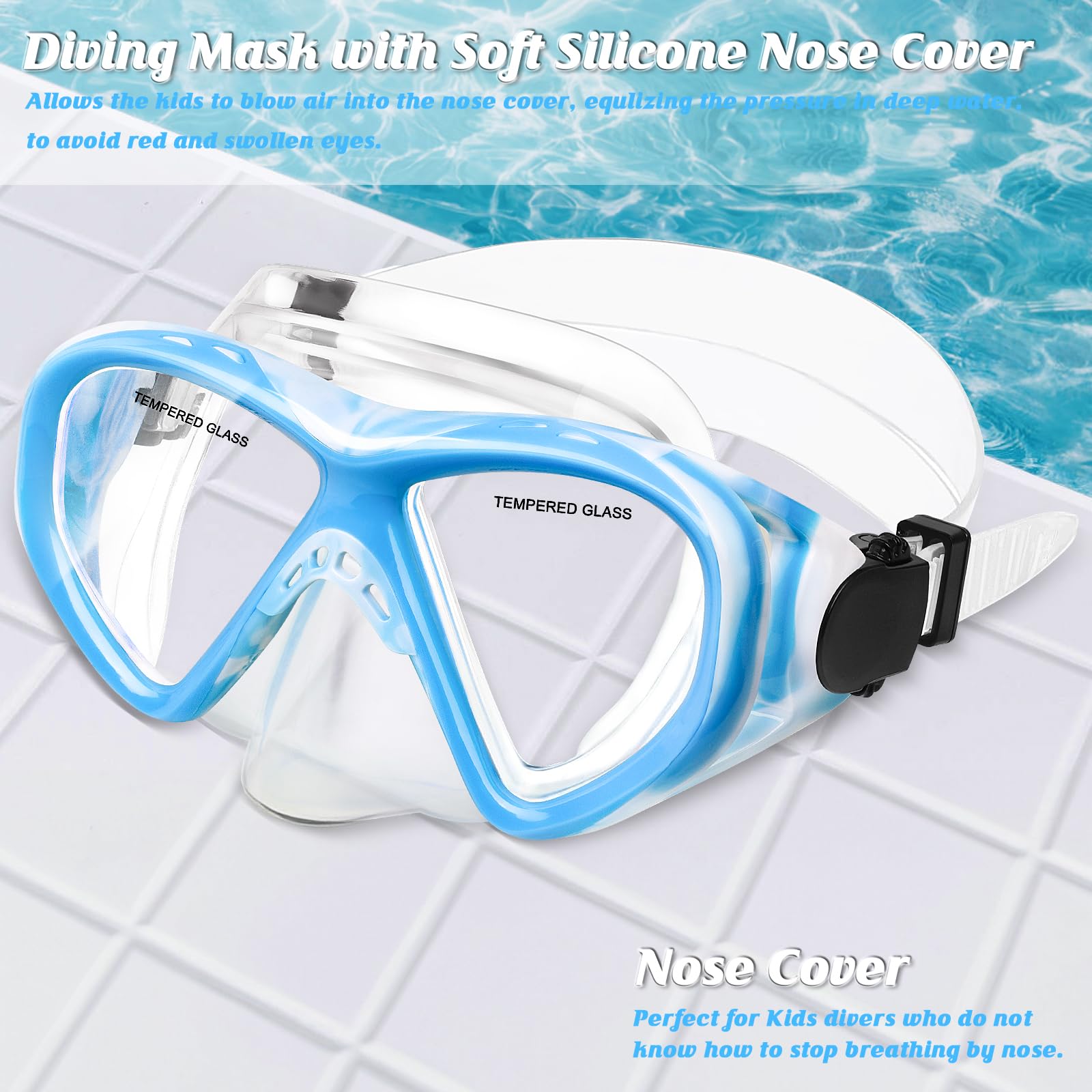 ACQCES Gafas de natación para niños y niñas de 5 a 15 años, gafas de natación antivaho de dos colores con cubierta para la nariz (2 unidades, azul, amarillo y azul azul)