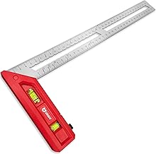 Carpenter's Square 400 mm - Try Square with Double Spirit Level & Scriber for Ultimate Versatility - Precise 90°/45° Carpenter's & Metal Angle - Rustproof & High Precision GRAFF