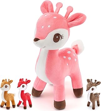 Lazada Christmas Plush Deer Stuffed Animal Pink Deer Plush Toy Baby Toys for Plump Tail 10 Inches Pink