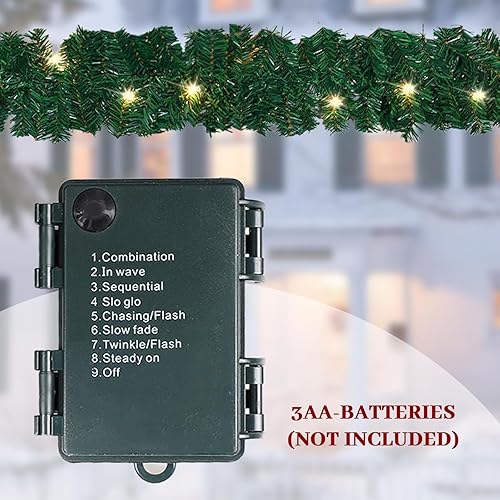 Miniatura 6 de MorTime Guirnalda de Navidad LED de 17.7 pies, guirnalda artificial preiluminada para decoración de Navidad en interiores y exteriores, guirnalda de