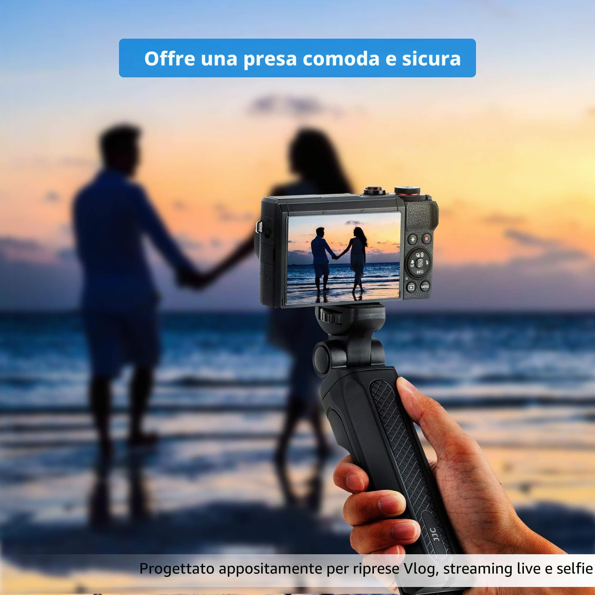 JJC Asta per fotocamera, impugnatura, supporto da tavolo, treppiede, bastone per selfie, stabilizzatore da mano per Canon, Nikon, Sony, DSLR, fotocamera digitale, videocamera