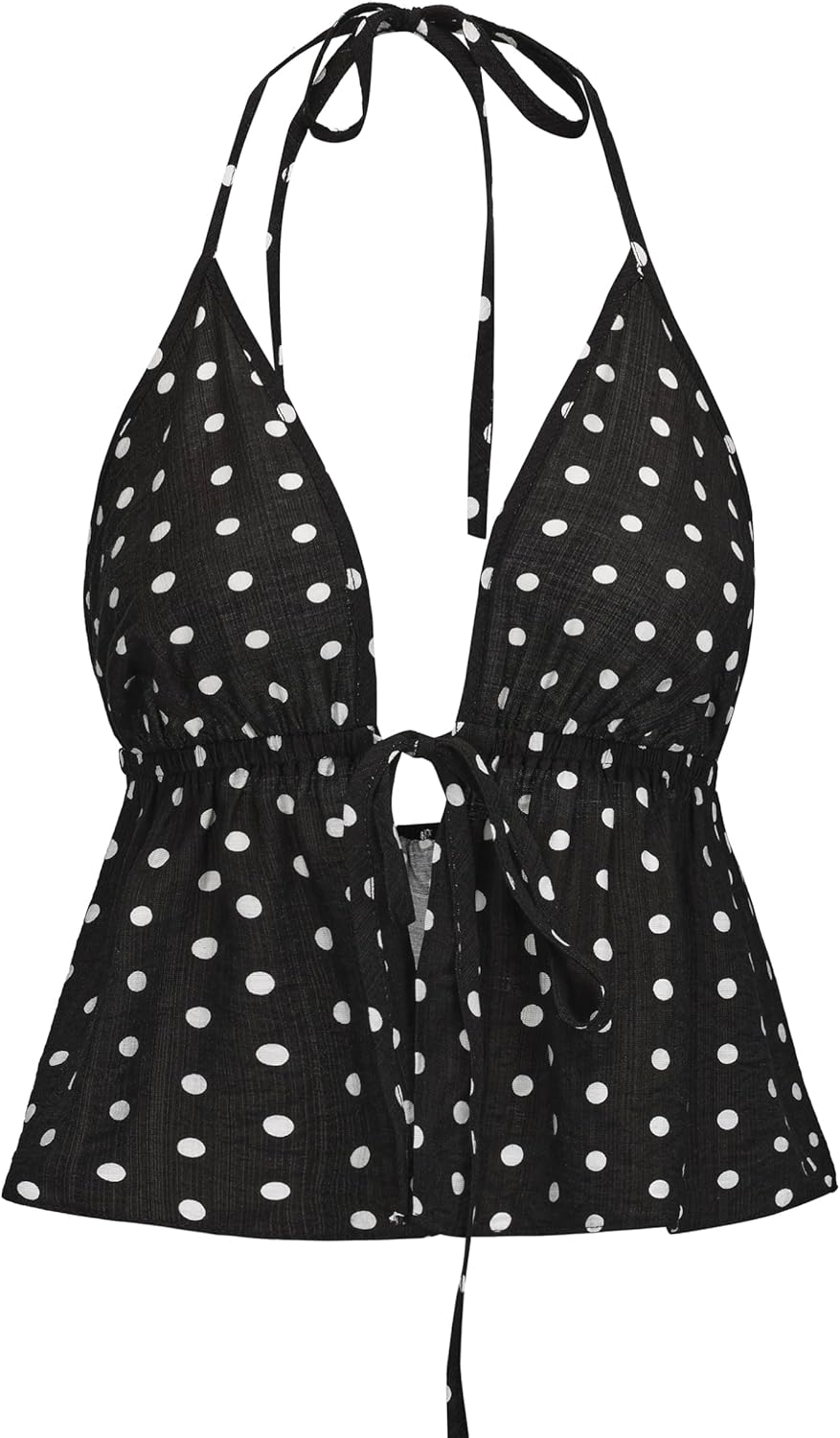 Women's Y2K Cute Summer Leopard Print Halter Top Sexy Tie Front Backless Ruffle Beach Crop Going Out Tops for Women - Image 2