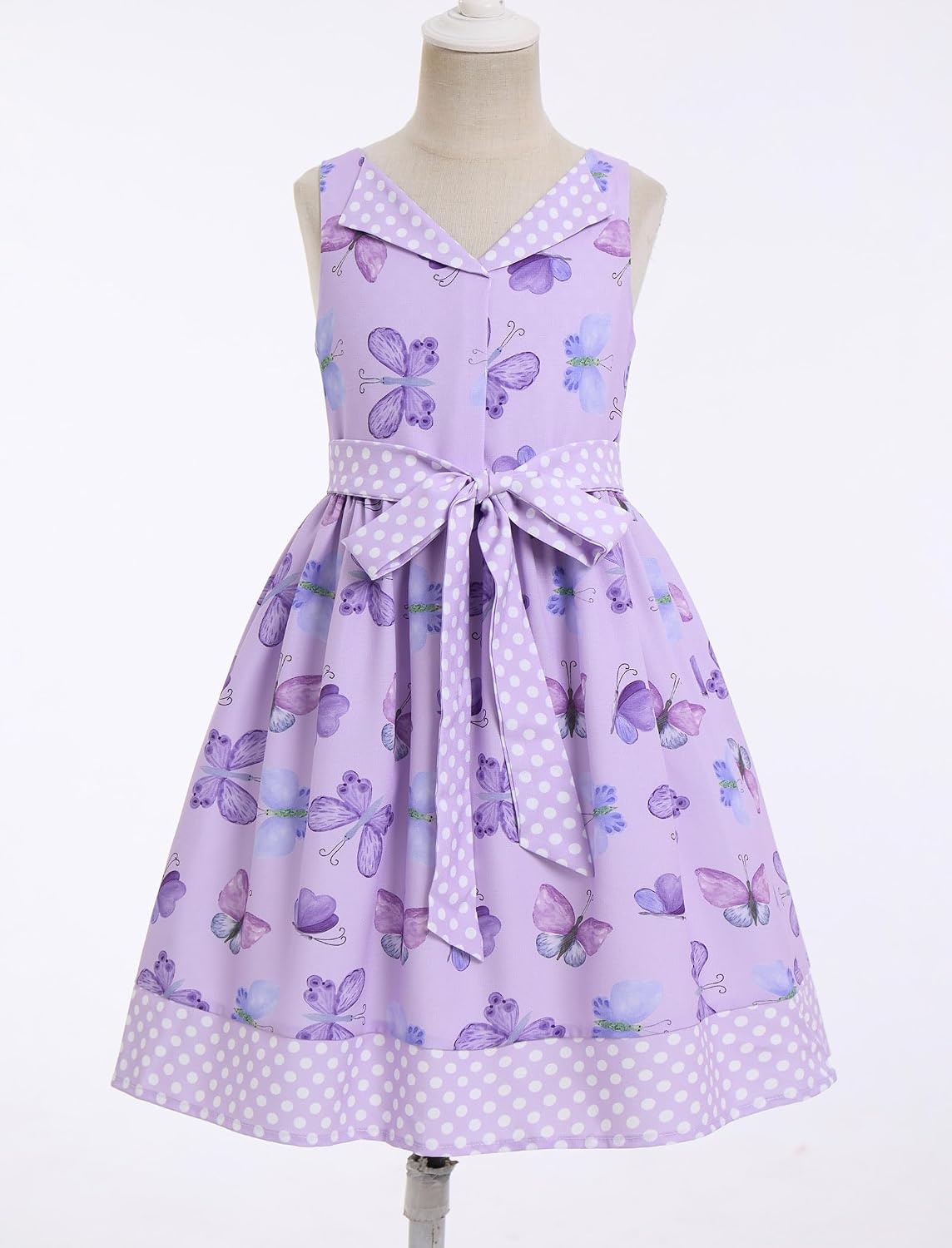 OBEEII Girl 1950s Retro Dress Vintage Tea Party Bowknot/Butterfly/Strawberry/Star/Floral Print Belted Cocktail Midi Dress