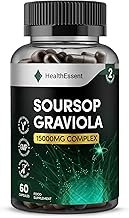 Soursop Graviola Fruit Extract Capsules, 15000mg High Strength Complex - Antioxidant & Immune Support - (2 Month Supply) - 60 Vegan Capsules by HealthEssent