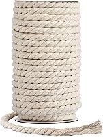 Natural Unbleached Cotton Macrame Rope 8mm x 20 Yards - 4-Strand Twisted Cord for DIY Crafts, Wall Hangings, Plant Hangers