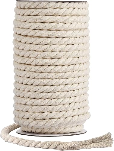 Miniatura 24 de Cuerda de macramé – Cuerda de macramé natural sin blanquear – Cuerda de algodón torcido de 4 hebras para colgar en la pared, hacer manualidades