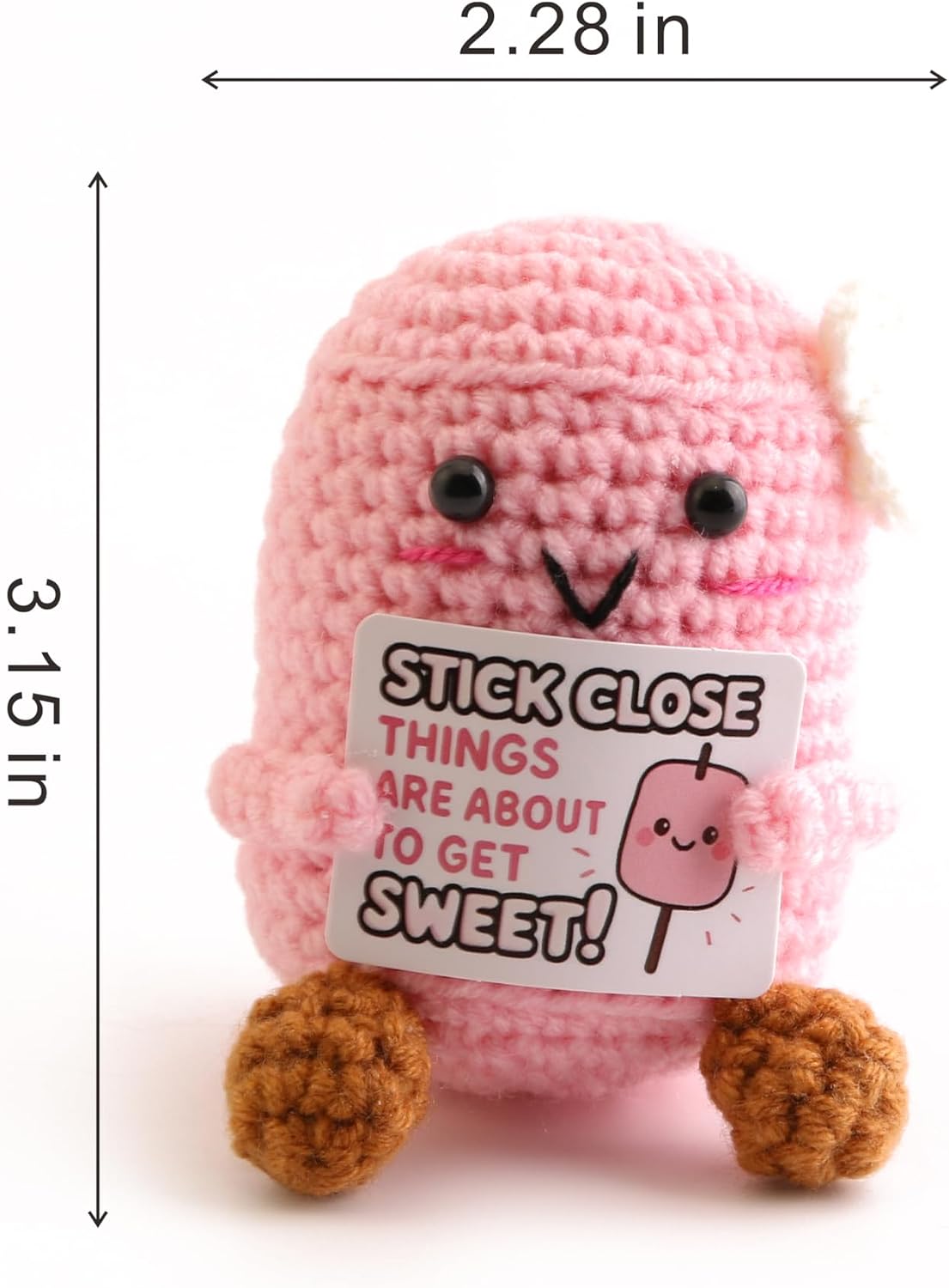 Mini Crochet Cotton Candy Plush-Pink Handmade Desk Decoration, Office and Bedroom Decorations, Auto Parts, Unique Gifts for Christmas, Birthday and Graduation (Pink)