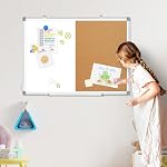 Double-Sided Magnetic White Board & Cork Board Combo, 36" x 24" | Dry Erase Board & Cork Board Combination for Wall, Hanging Whiteboard for Planning, Kitchen, Memo, School, Home, Office