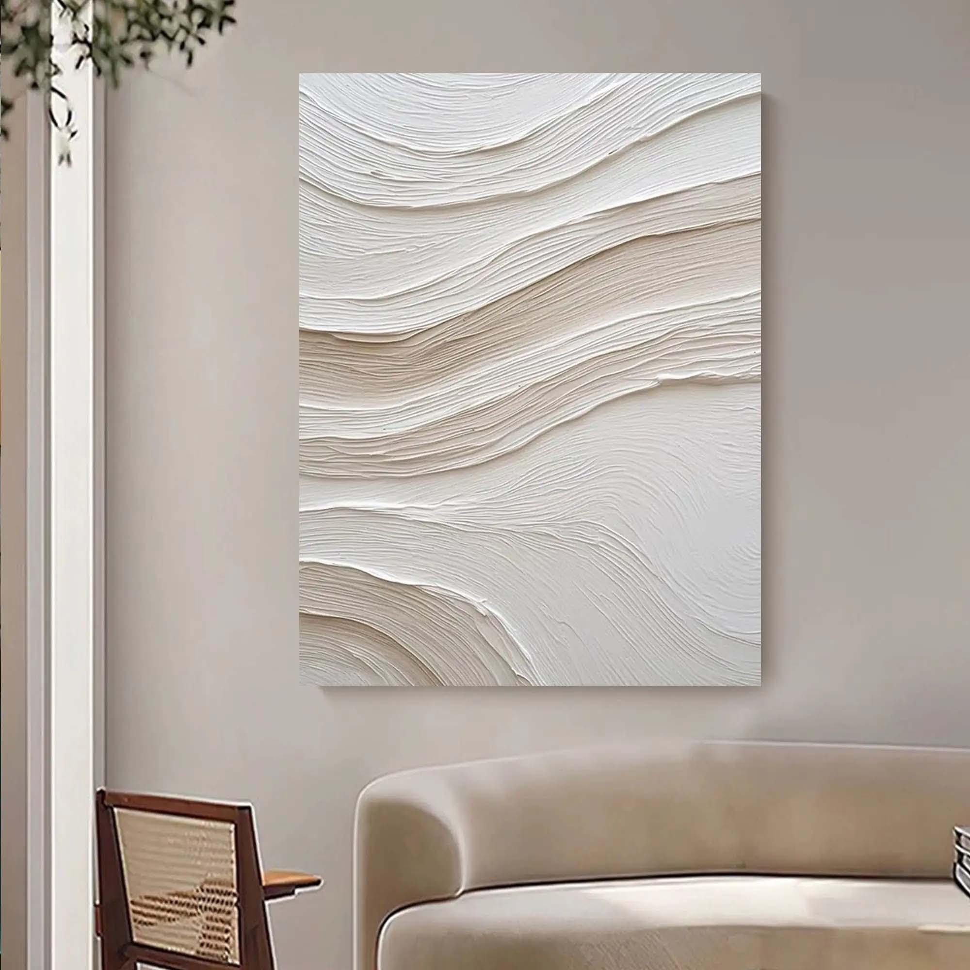 18meng Art Wandbilder Dekoration Klassizismus Bilder auf Leinwand 200x100 cm Groß XXL Beige Weiß Einfachheit Leinwandbild Wohnzimmer Schlafzimmer Deko Wand Kunstdruck Wanddeko Bilder Ungerahmt