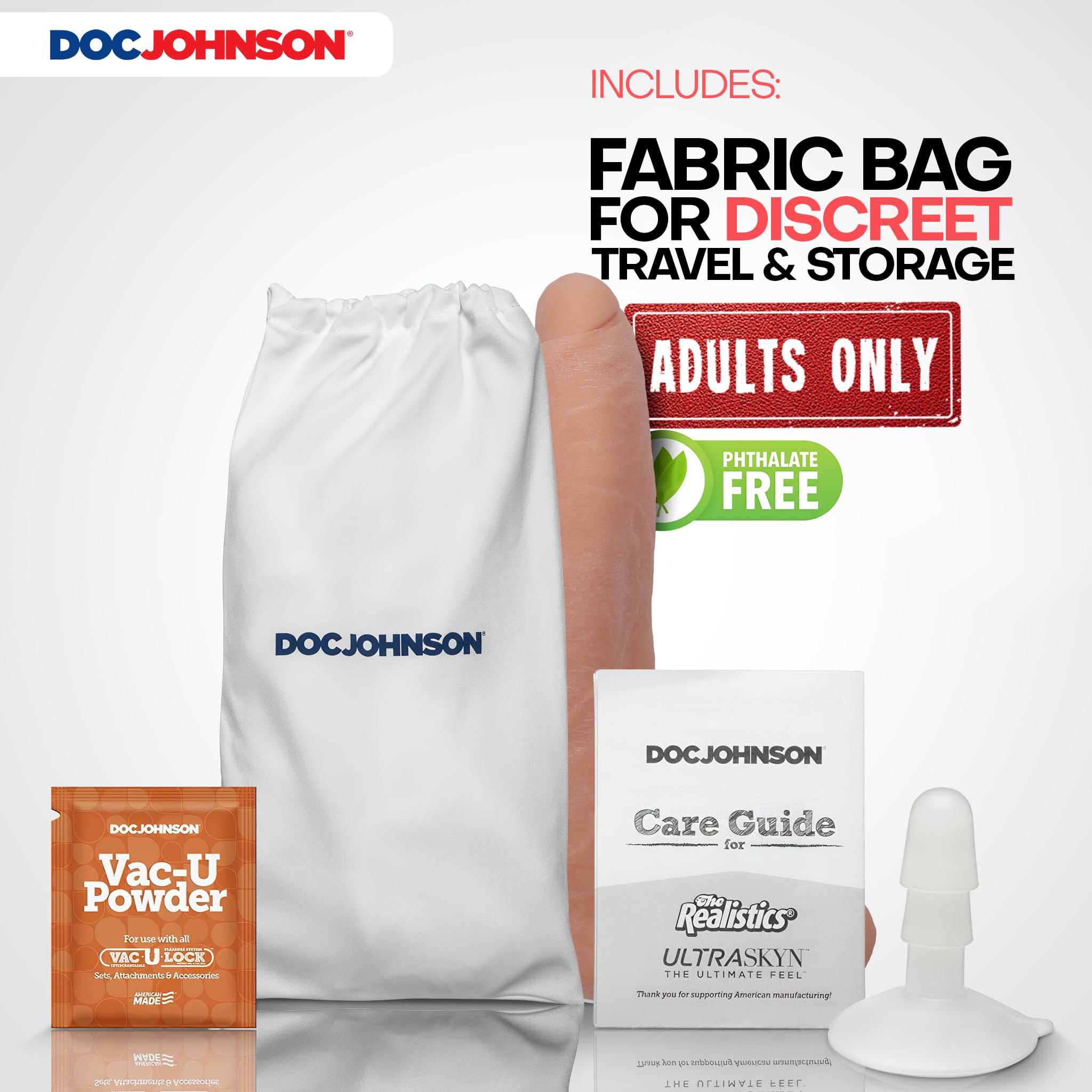 Doc Johnson Signature Series - Owen Gray - 9 Inch Realistic ULTRASKYN Dildo with Removeable Vac-U-Lock Suction Cup - F-Machine & Harness Compatible - for Adults Only, Vanilla