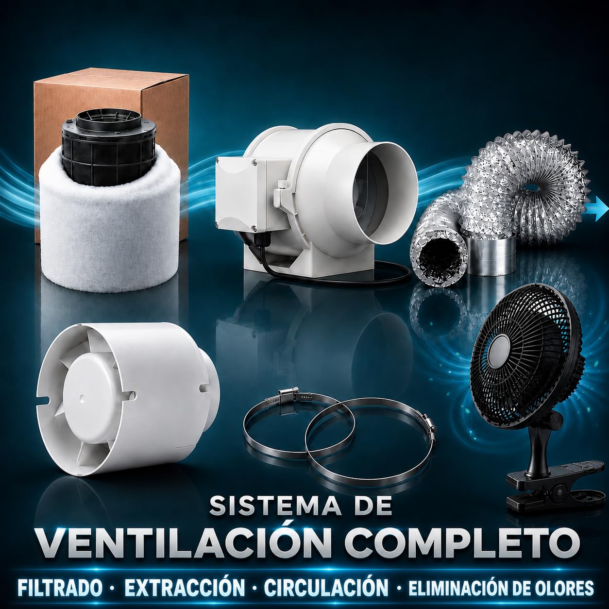 Kit de Cultivo Interior 100x100x200 cm con LED 240W, Armario Grow Completo, Extractor 325 m³/h, Filtro de Carbón, Ventilador, Termohigrómetro, Temporizador, 8 Macetas de 7L, Cultivo Indoor