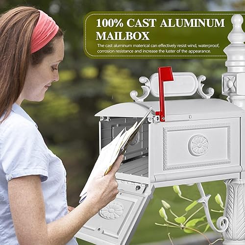 Miniatura 7 de Buzón de correo de aluminio fundido Polar Aurora Barcelona decorativo, combinación Stratford, resistente, buzón postal (blanco)