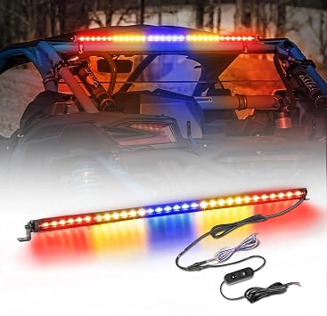 ACEC SHOP 30 Inch LED Chase Light Bar with Strobe Brake Reverse Turn Signal Light UTV Rear Chase Light for Can-Am Polaris RZR Ranger SxS Pickup 4x4 - Red Amber Blue