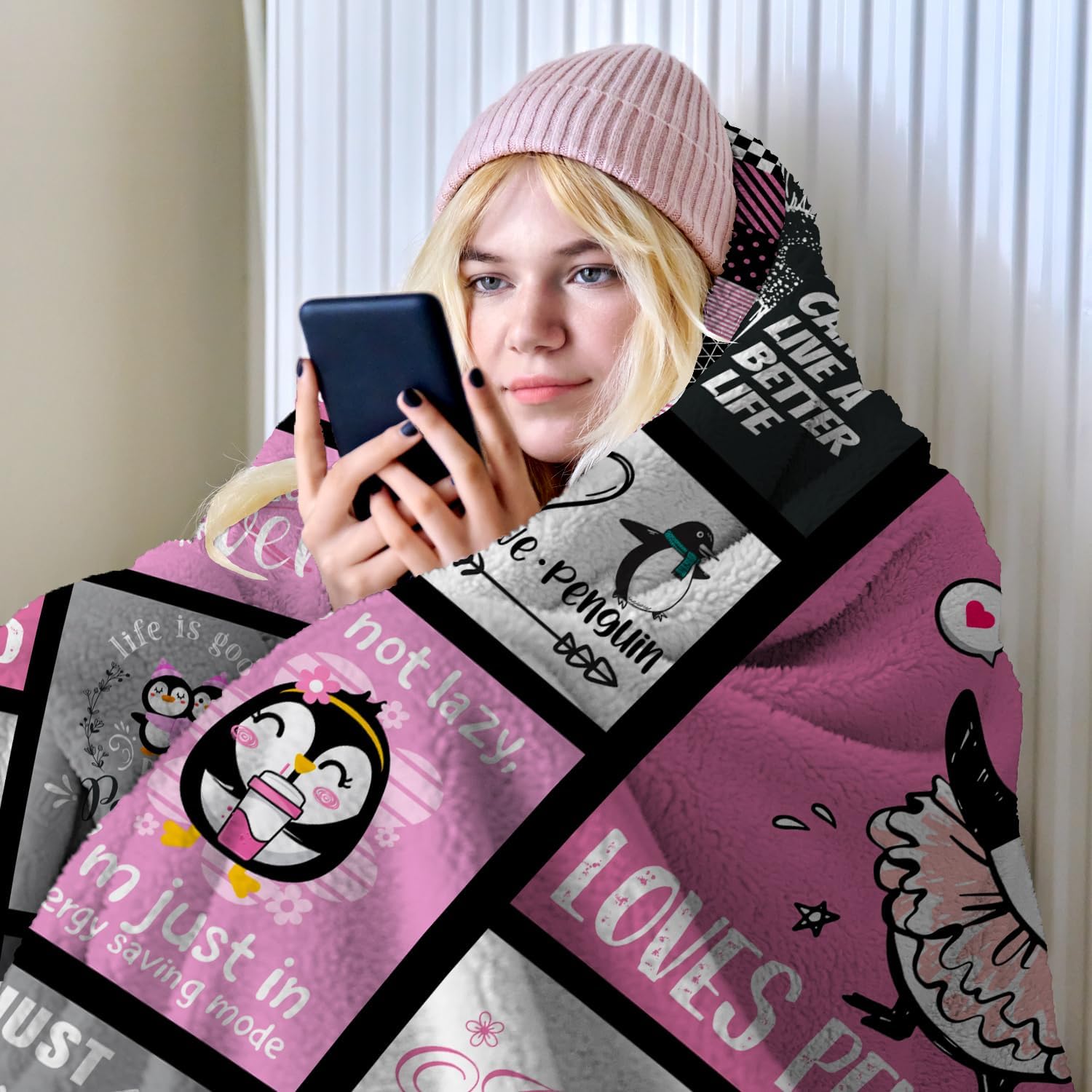 Penguin Blanket Gifts for Girls Women Soft Warm Flannel Penguin Lovers Throw Blanket Penguins Birthday Gifts for Adults Kids 50"x40" - Image 3