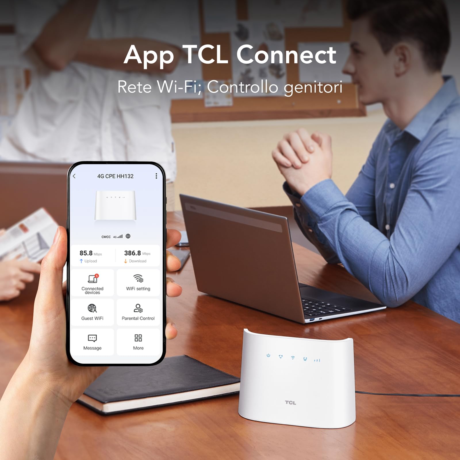 TCL LINKHUB HH132-4G LTE CPE ad alta velocità con Wi-Fi a doppia banda, fino a 600 Mbps in download, fino a 64 connessioni di dispositivi