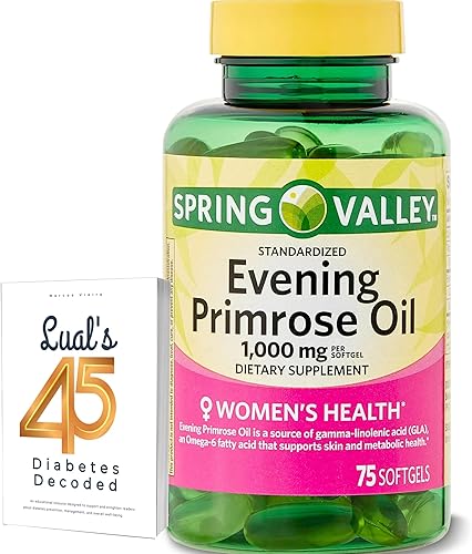 Spring Valley Aceite de onagra para la salud de la mujer, cápsulas blandas, 1000 mg, 75 unidades, cápsulas blandas, cápsulas de aceite de onagra de