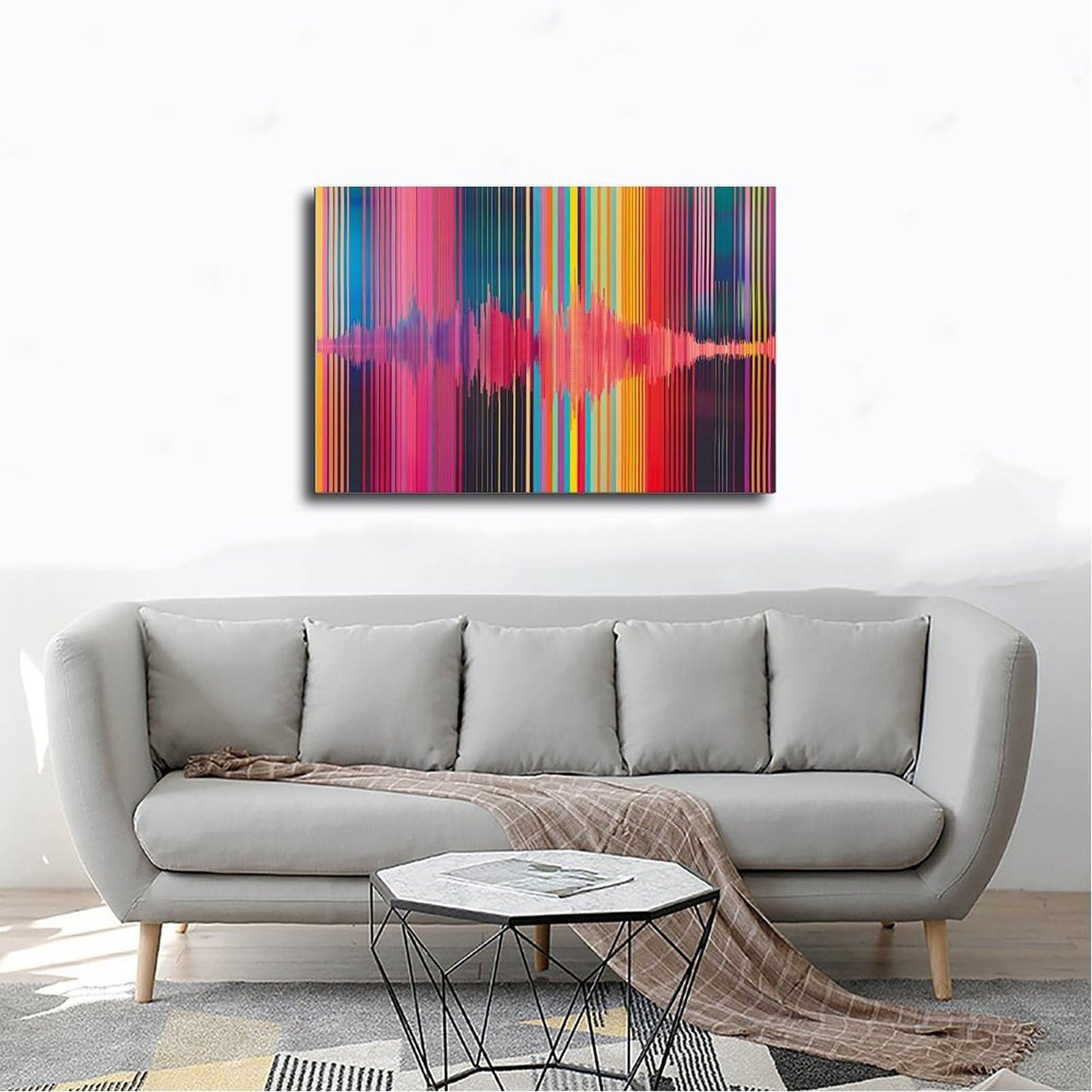 QIOTBVV Arte astratta colorata delle onde musicali, poster su tela, decorazione per camera da letto, paesaggio per ufficio, camera da letto, regalo, 61 cm L x 91,4 cm W