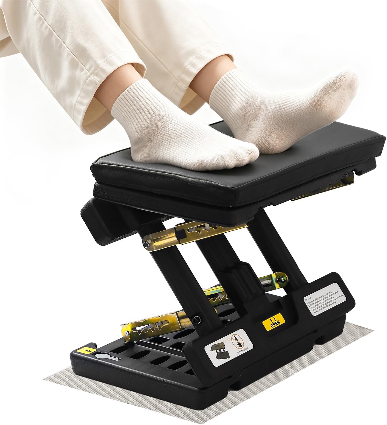 Foot Rest Under Desk, 4-Angle Adjustable, Massage & 1.18″ Leather Thick pad