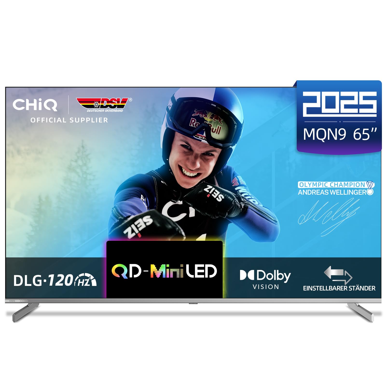 CHIQ M65QN9G 65 Zoll 4K Mini QLED Smart TV | Google TV 5.0 (Android 14) | 60Hz MEMC & Local Dimming | Dolby Vision & Atmos | DLG 120Hz* (Software-Enhanced) | HDR10 | Integrierter Google Assis