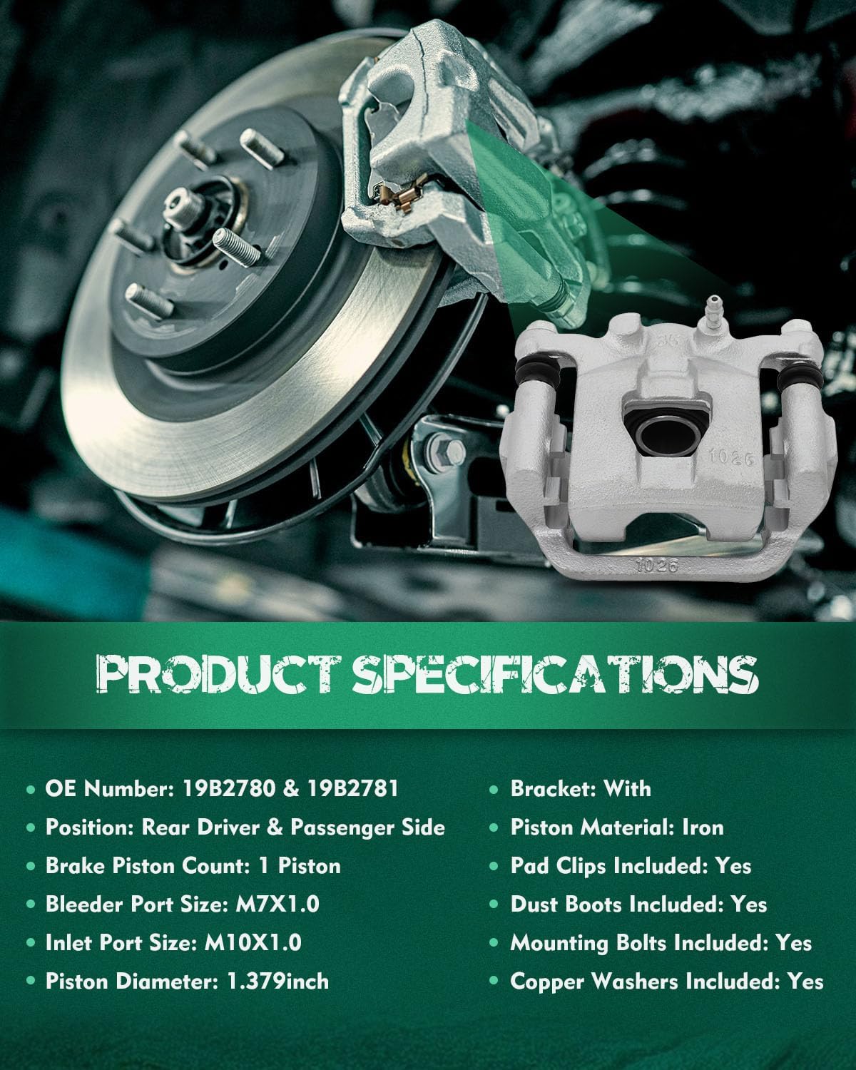 AUTOMUTO Rear Left & Right 19B2780 19B2781 Disc Brake Calipers With Bracket For Nissan Altima 2002-2006 201-2018 For Nissan Maxima 2003-2007 2019