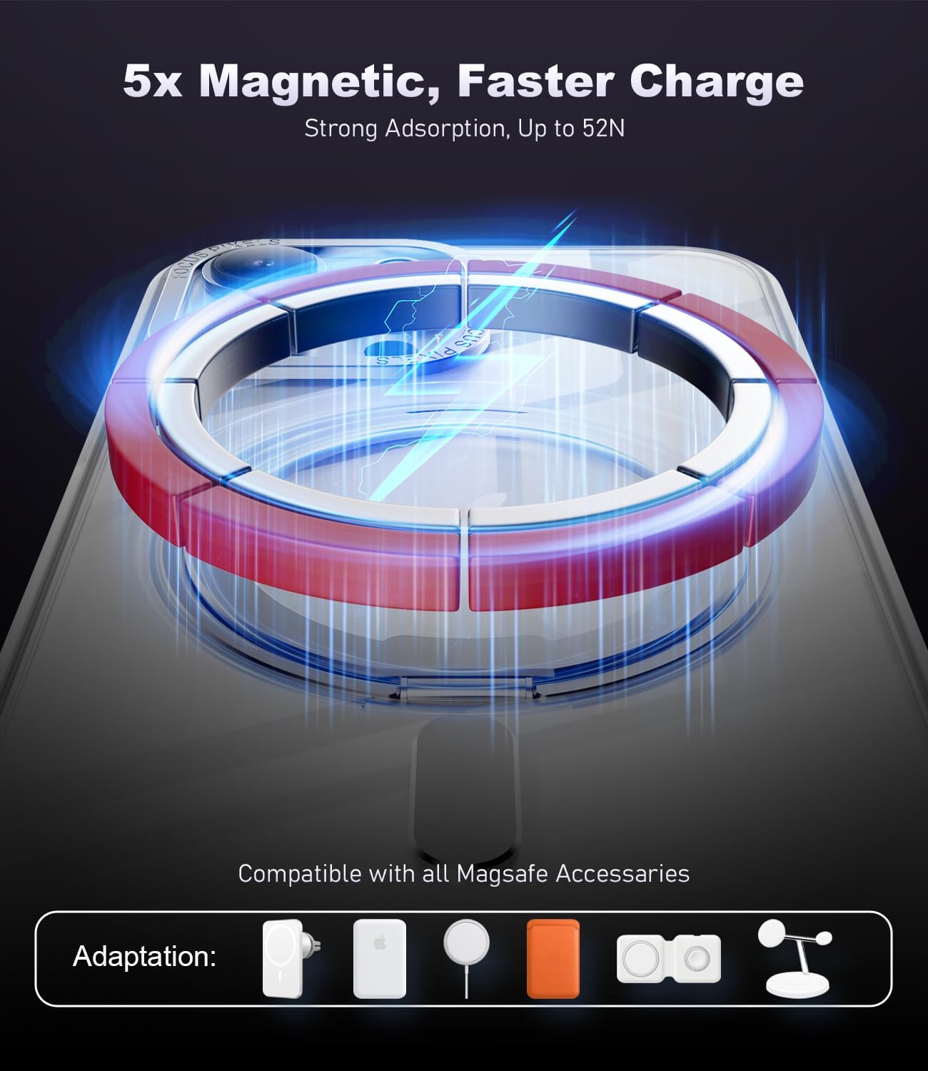 IKARY 360°Rotatable Ring for iPhone 11 Pro Case with Magnetic/Invisible Stand Compatible with Magsafe Military Standard Drop Protection Shockproof Transparent Phone Case Slim Cover, All in 1 / Clear