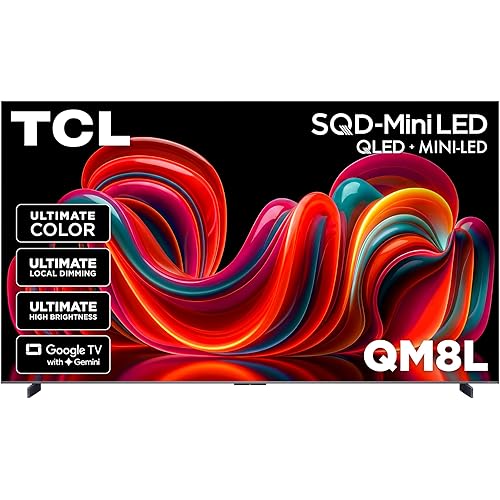 TCL 98 Inch Class QM8L Series | SQD-Mini-LED QLED Smart TV | 98QM8L, 2026 Model | 144Hz | Ultimate Color Brightness & Contrast | Google AI Bang & Olufsen | Voice Control Gaming Streaming Television
