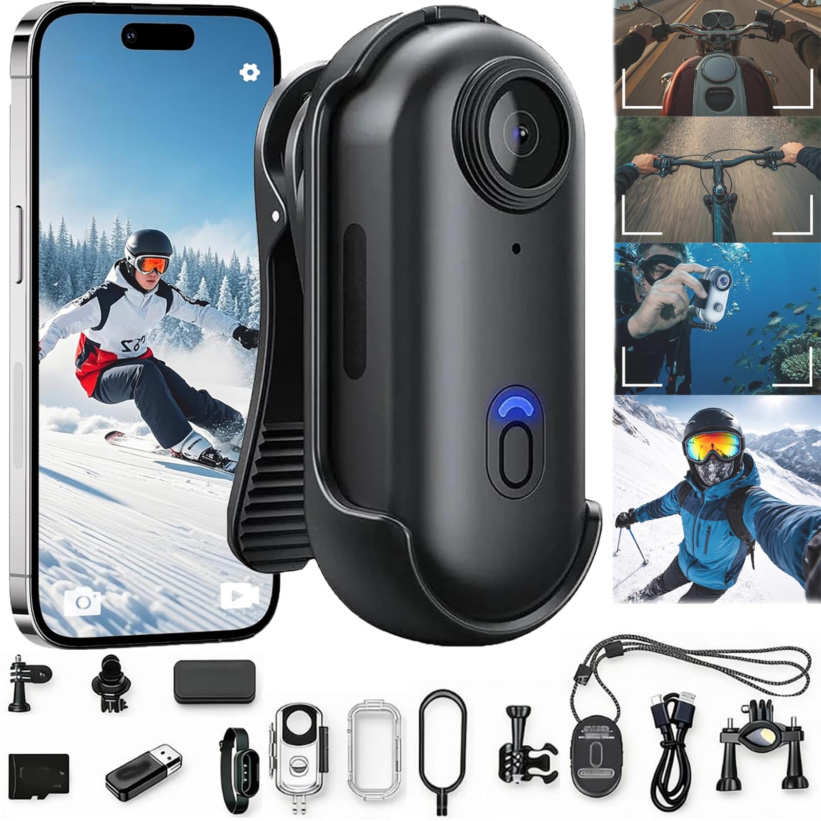 - POV Record Pro 2.0, High-End 4K/1080P Pro Capture Thumb Camera, WiFi Magnetic Sports Cycling Camera,Portable Pet Cameras,32/64/128G Ultra Wide Hands-Free Clip Cameras,Ski Cam (Black[32GB, 1080P])