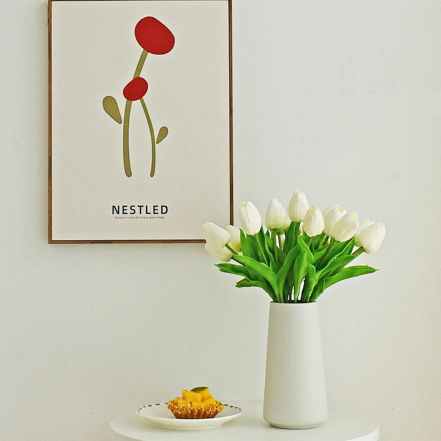 ONLY ART Artificial White Tulips 20 Pcs – 13.5 Inch PU Faux Flowers with Bendable Stems for Home Décor, Wedding Centerpieces, DIY Floral Arrangements, New Year and Valentine's Day - Image 6