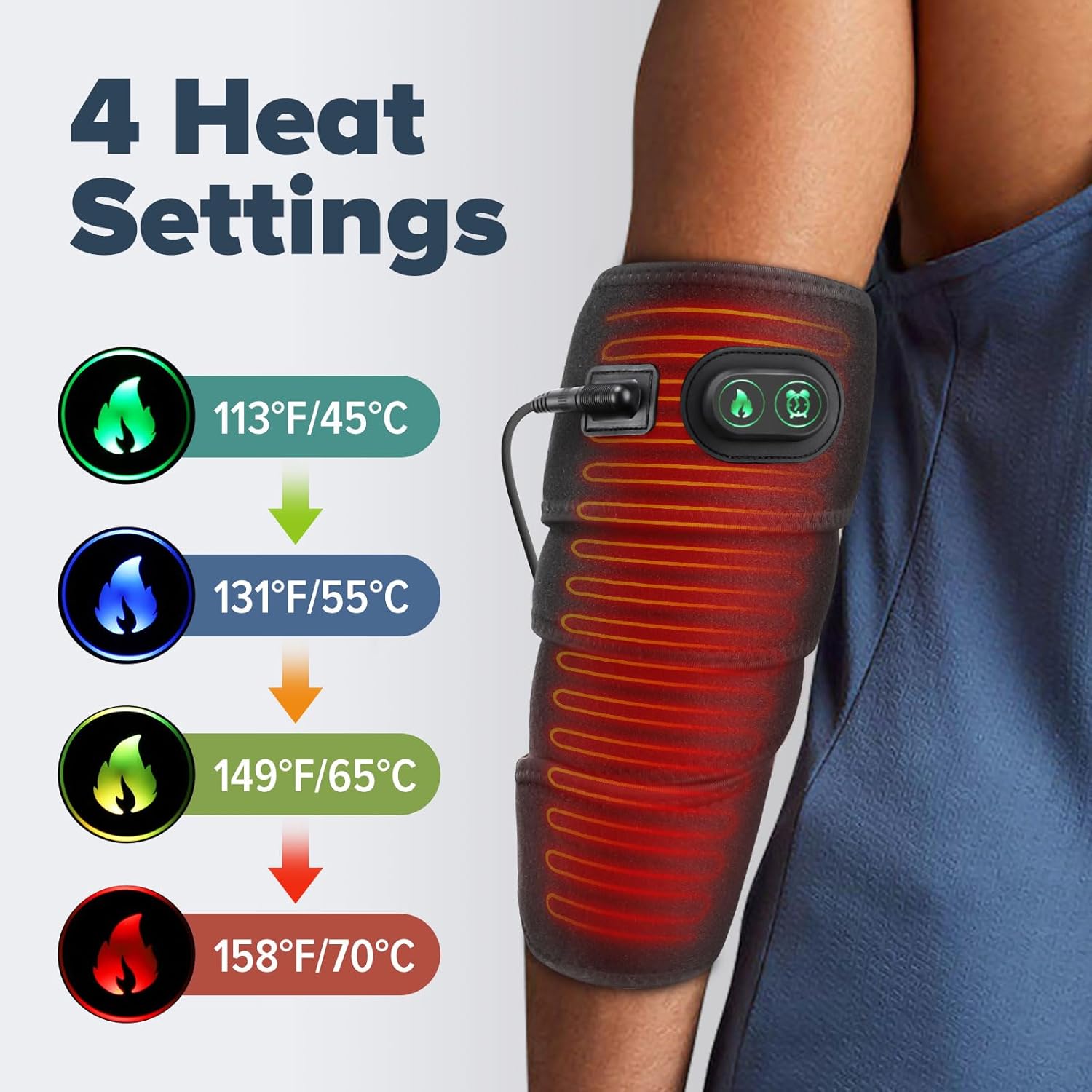 Elbow Heating Pad for Tennis Elbow & Arm Pain Relief, Elbow Massager Wrap for Forearm Soreness, Rechargeable Heat Therapy for Typing, Lifting, Sports & Overused Arms - Image 2