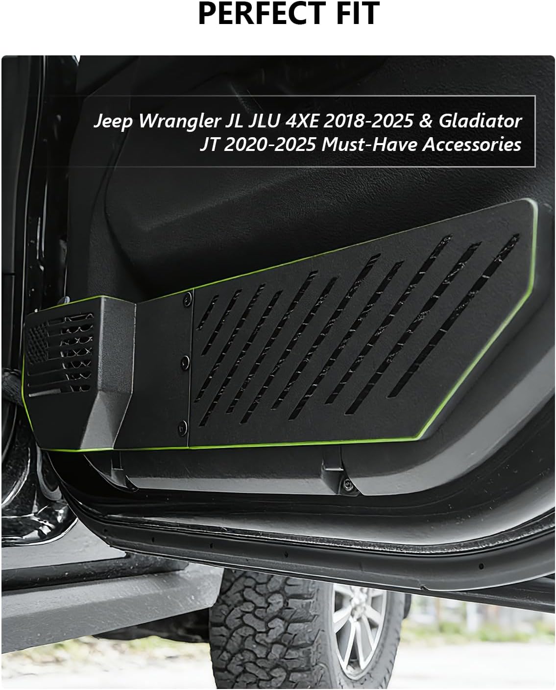 Door Pocket Storage Box for Jeep Wrangler JL JLU 4XE 2018-2025 & Gladiator JT 2020-2025 Accessories No-Drill Metal Front Door Heavy-Duty Metal Door Pockets Organizer Not for Power Seats