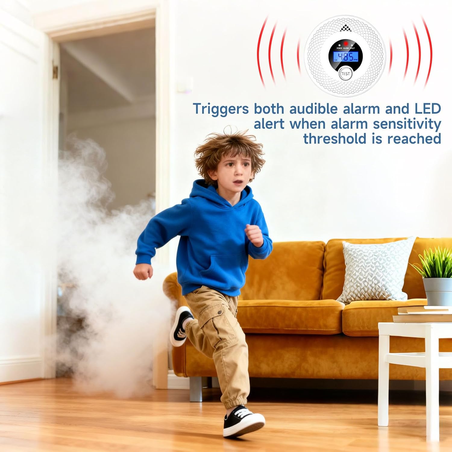 Interconnected 2-in-1 Smoke & Carbon Monoxide Detector with Digital LCD Display, 85dB Loud Alarm, RF Linking for Whole Home Safety, Easy Install for Bedroom, Hallway, RV - Image 3