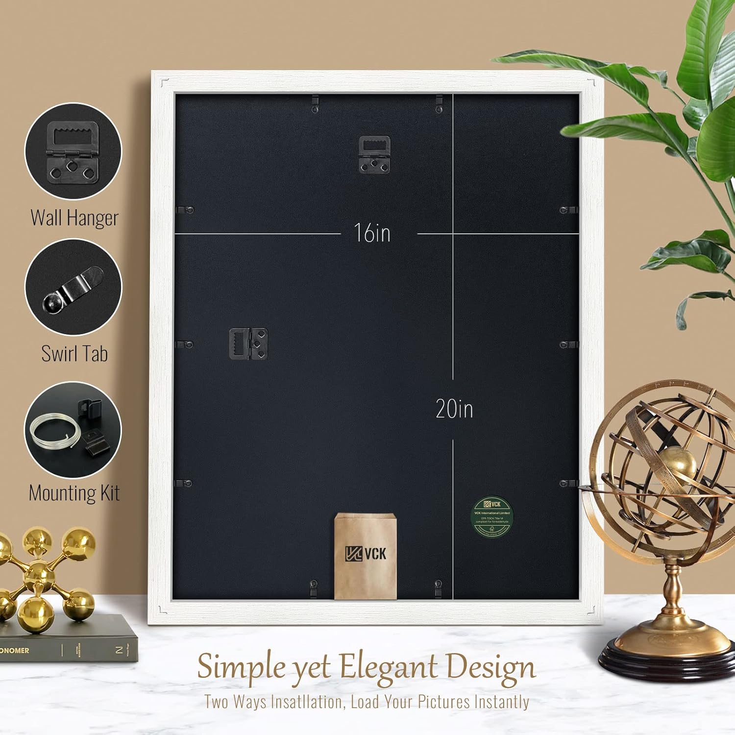 VCK 11x14 Picture Frame Black - 2 Pack, Gallery-Quality Wood Poster Frames, 1.1-Inch Wide Border, Polished Plexiglass, Vertical or Horizontal Wall Display for Photo/Certificates/Prints, Black