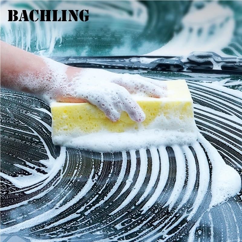Esponja Suave for Limpieza de Autos, eficaz tecnología de Microfibra, fregador Seguro for Pintar y detallar Superficies de vehículos.(Yellow Large)