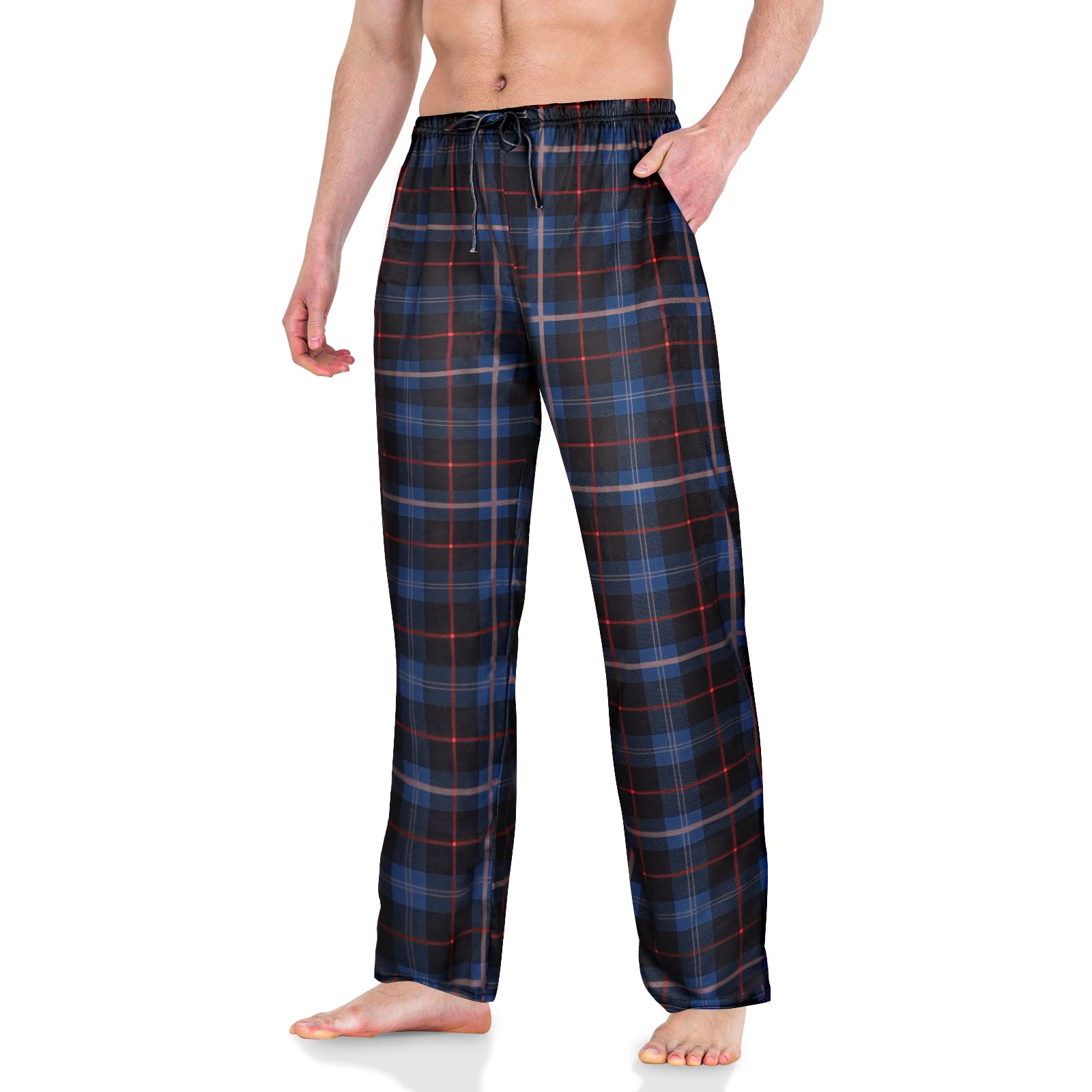 AUYAO Pijama Hombre Pantalones con Bolsillos Largos Otoño Invierno