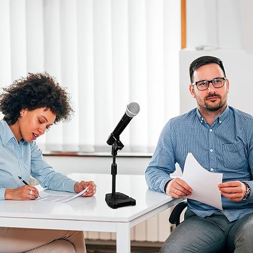 Miniatura 3 de Toyvian Soporte de micrófono de escritorio ajustable con base estable y soporte de montaje de choque, soporte de mesa para micrófono de mesa que