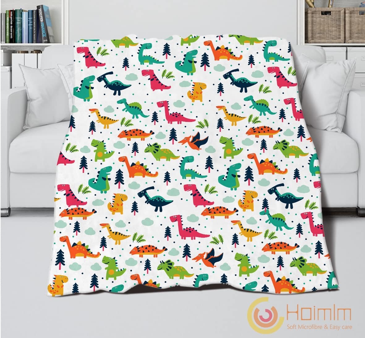 Dinosaurier Kuscheldecke, Kuscheldecke Kinder Dinosaurier, Sanft Flanell Weich Fleecedecke, Kinder Kuscheldecke, Mikrofaser Couchdecke,Dinosaurier Decke Geschenke (Weißer Dinosaurier, 150 x 200 cm)