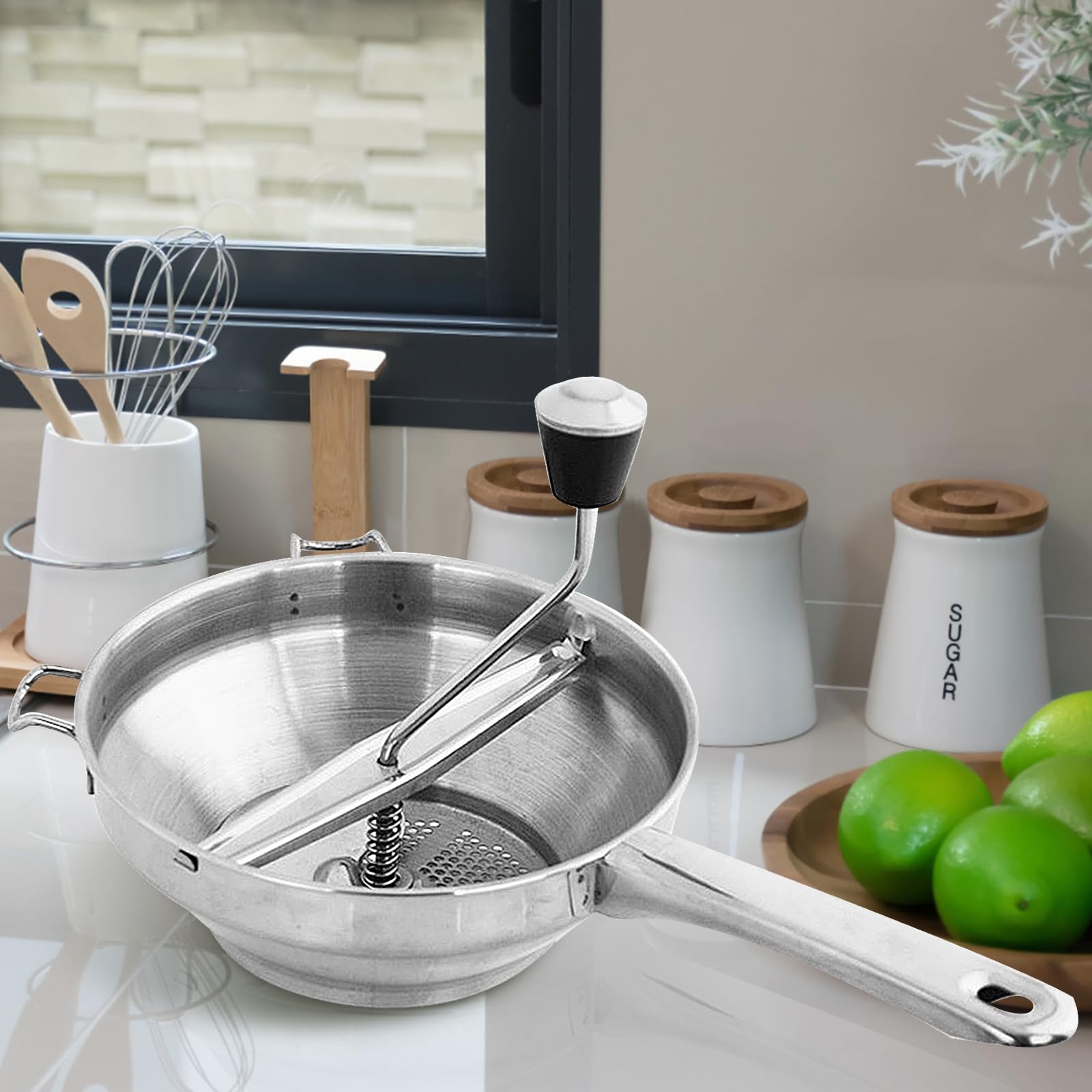 Rape Carotte Electrique Passoire – Moulin à Aliments En Acier Inoxydable Avec 3 Inserts | Mangeoire Manuelle à Travers Le Moulin à Légumes | Machine à Confiture Pour Fruits, Légumes, Purées Passoire Inox
