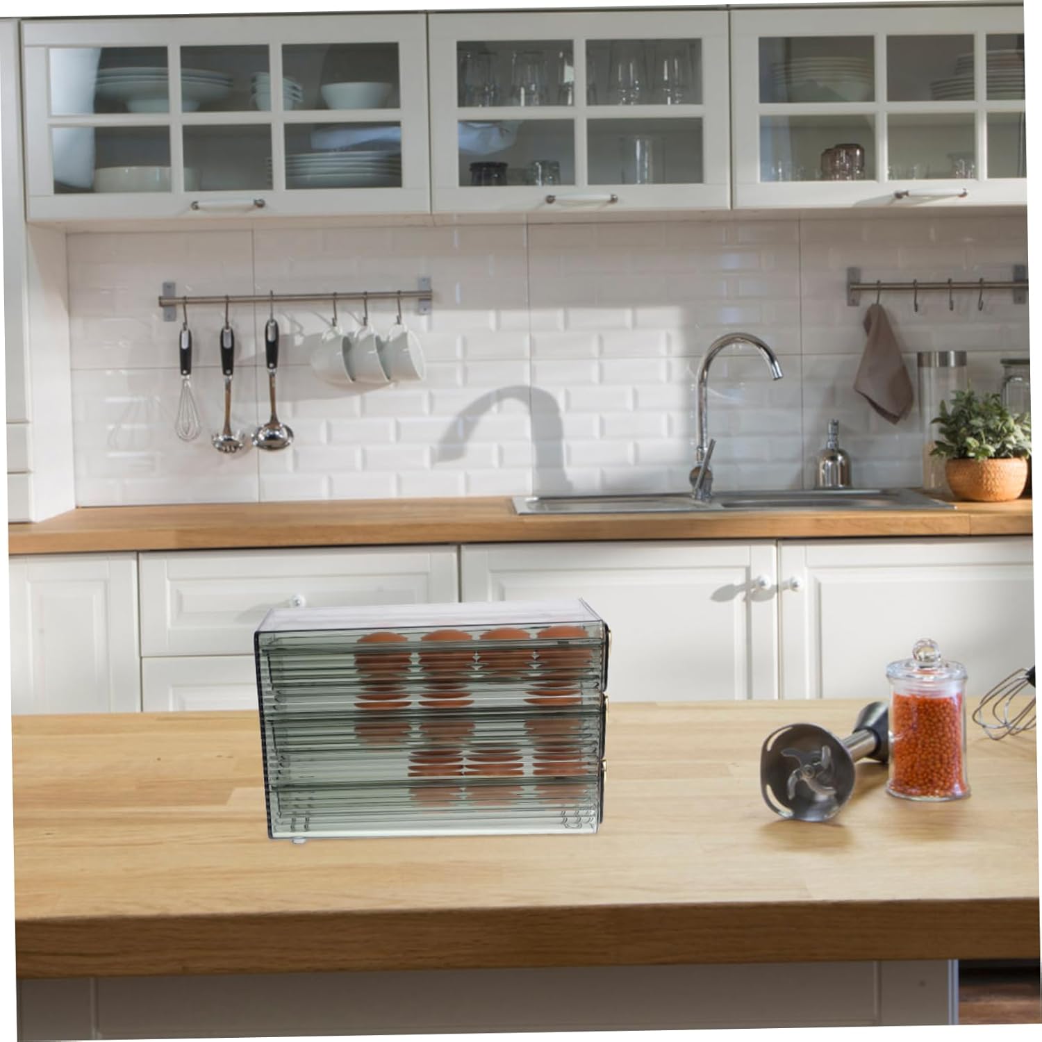 Household Refrigerator Egg Organizer Capacity Rolling Type Egg Holder for Fridge Sturdy Food Grade Container with Deepened Groove