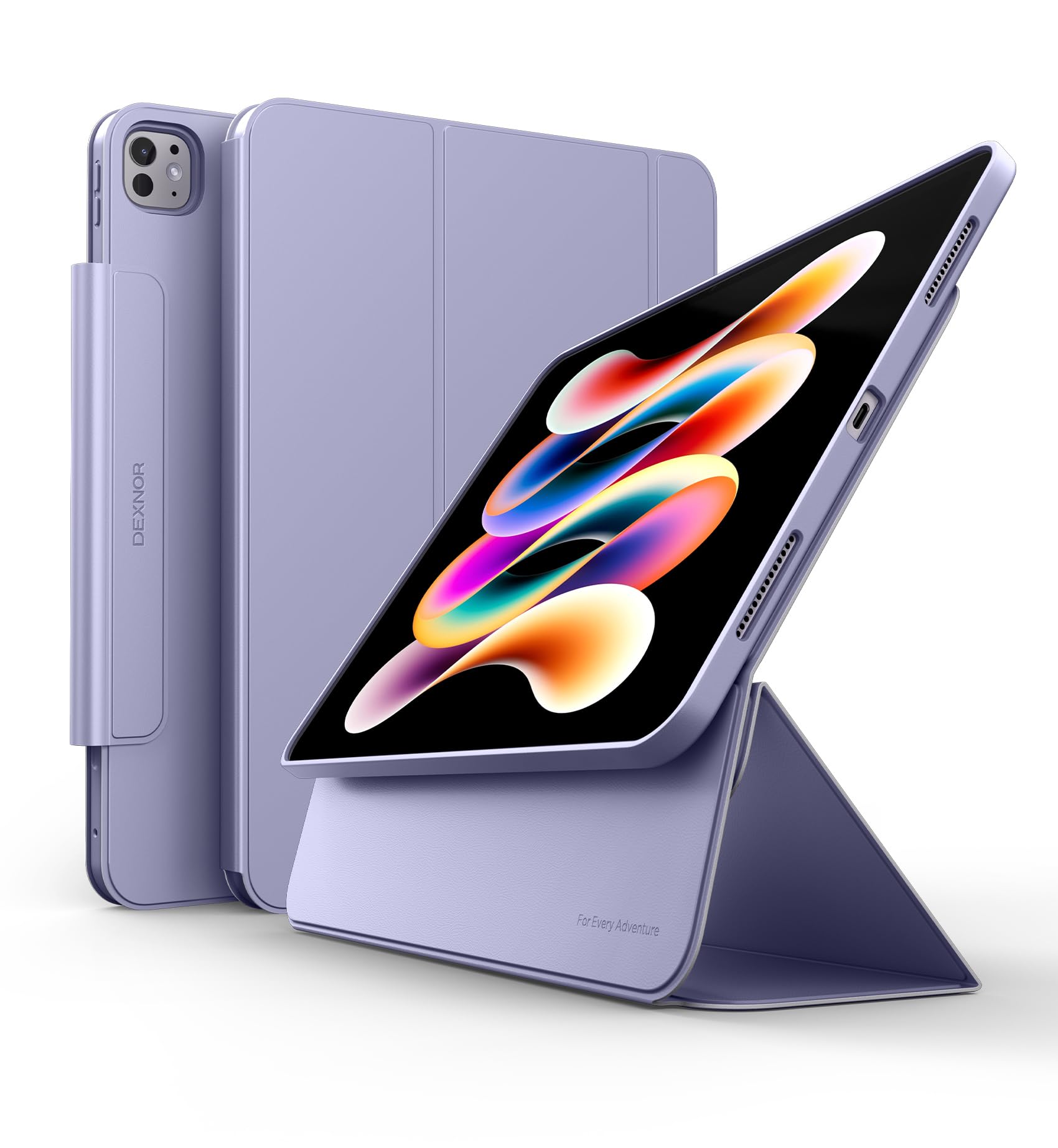 Photo 1 of Dexnor for iPad Pro 13 Inch Case M4 2024, Magnetic Floating Removable Protective Cover Adjustable Portrait/Landscape Stand with Raised Screen View Multiple Angles Auto Sleep and Wake, Purple