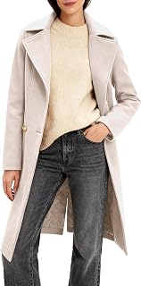 OTU Vibe Women's Double-Breasted Notch Lapel Peacoat - Long Over-Knee Fall Winter Coat