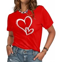 Holiday T-Shirt for Women - Valentines Funny Graphic Tee Crewneck Sleeve Top Print Tops