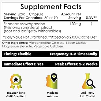 Nootropics Depot Shoden Ashwagandha Extract Capsules | 120mg | 90 Count | 35% Withanolides